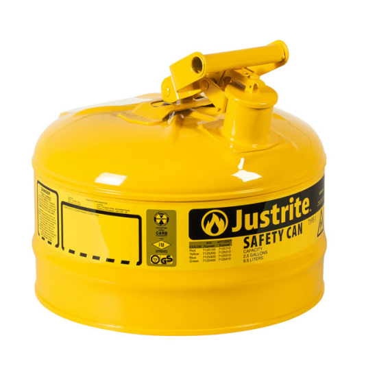 Justrite 7125200 -  9,5 Litre Çelik Sarı Renk Emniyetli Kap